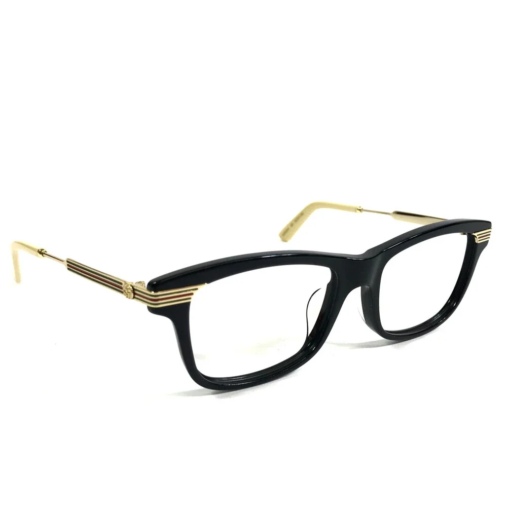 Gucci Eyeglasses Frames GG0524O 001 Black Gold Red Green Striped 52-17-140